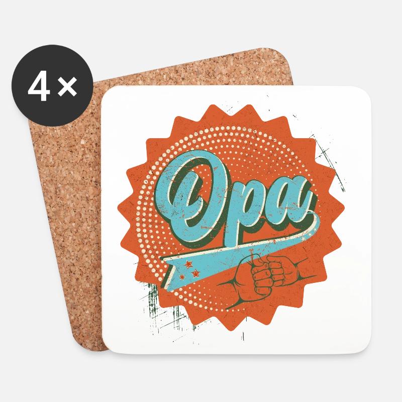 Opa retro - Untersetzer (4er-Set) - Weiß