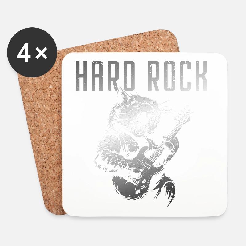 Hard rocking cat - Coasters (set of 4) - white