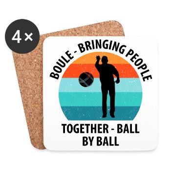 Boule Petanque Boccia Boules - Coasters (set of 4) - white - Front