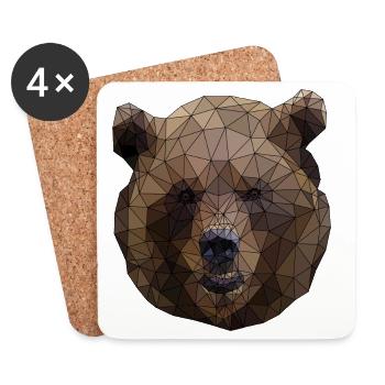 Polygonal brauner Bär dreieckige Low Poly Kunst - Untersetzer (4er-Set) - Weiß - Vorne