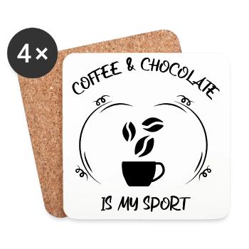 Café, expresso, café et chocolat - Dessous de verre (lot de 4) - blanc - Devant