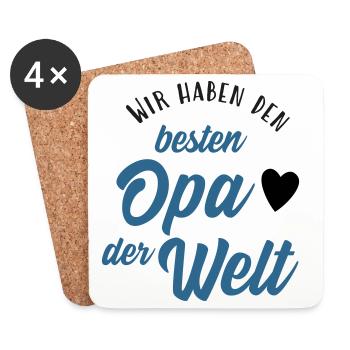 Wir haben den besten Opa der Welt - Untersetzer (4er-Set) - Weiß - Vorne