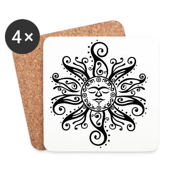Sonne Tribal Mehndi Mandala - Untersetzer (4er-Set) - Weiß - Vorne
