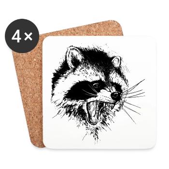 Waschbär - Untersetzer (4er-Set) - Weiß - Vorne