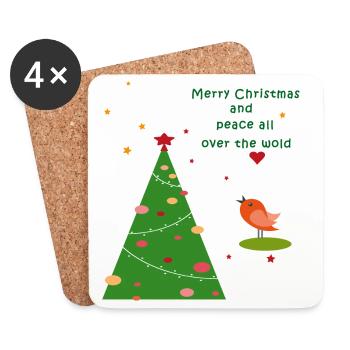 Joyeux Noël Paix - Dessous de verre (lot de 4) - blanc - Devant
