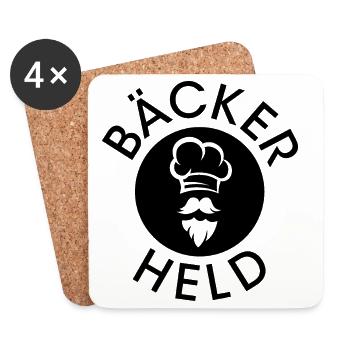 Bäcker Held Symbol Mütze Arbeit Essen gesund icon - Untersetzer (4er-Set) - Weiß - Vorne