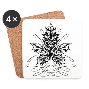 Maple Leaf, Leaf, Foliage, Autumn - Coasters (set of 4) - white - Front