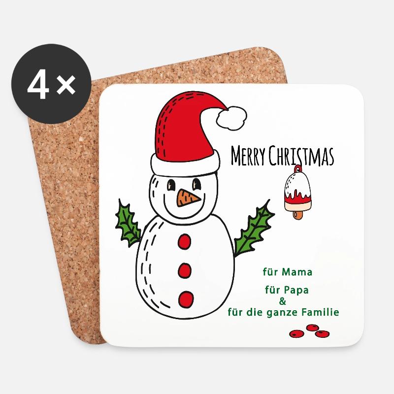 Schneemann Merry Christmas - Untersetzer (4er-Set) - Weiß