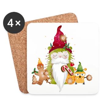 Monstre gnome mignon avec du pain d’épice pour Noël - Dessous de verre (lot de 4) - blanc - Devant