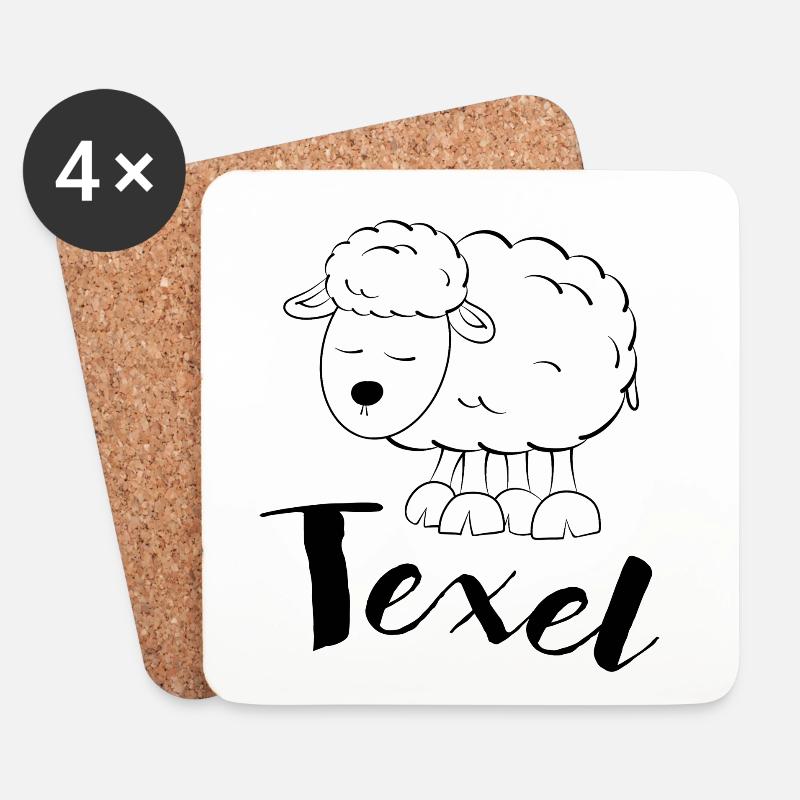 Texel Schaf - Untersetzer (4er-Set) - Weiß