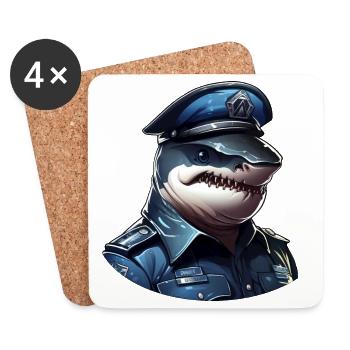 Police Shark - Coasters (set of 4) - white - Front