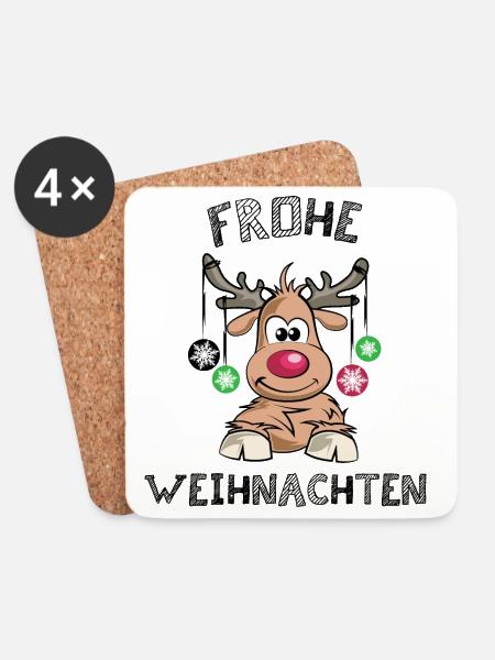 xmas Rentier frohe Weihnachten Symbol Logo icon - Untersetzer (4er-Set) - Weiß