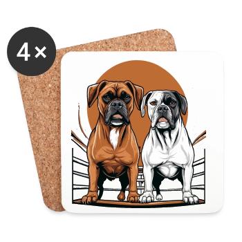 Chiens Boxer - Dessous de verre (lot de 4) - blanc - Devant