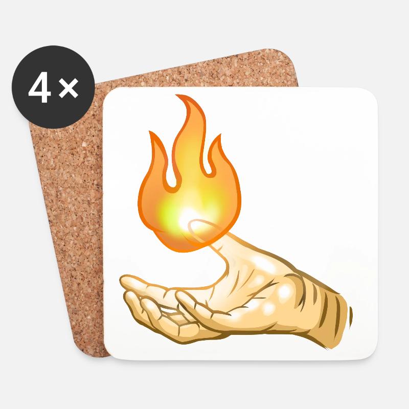 Flamme über der Hand - Untersetzer (4er-Set) - Weiß