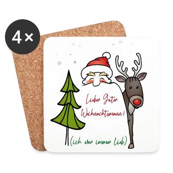 lieber guter Weihnachtsmann, Geschenke - Untersetzer (4er-Set) - Weiß - Vorne