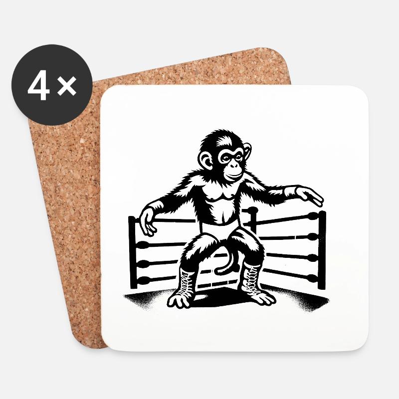 Wrestling Monkey World - Untersetzer (4er-Set) - Weiß