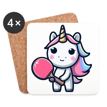 Unicorn Unicorn with Table Tennis Racket for - Coasters (set of 4) - white - Front