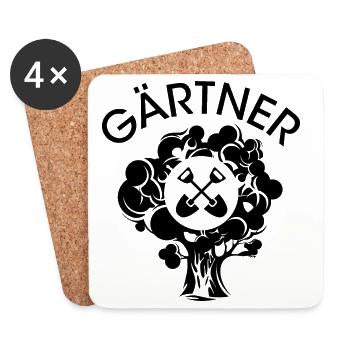 Gärtner Werkzeug Baum Symbol Garten Schaufel icon - Untersetzer (4er-Set) - Weiß - Vorne