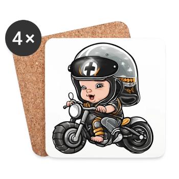 Baby-Biker, zukünftiger Biker, Baby-Biker - Untersetzer (4er-Set) - Weiß - Vorne