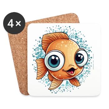 Petit poisson sucré - Dessous de verre (lot de 4) - blanc - Devant