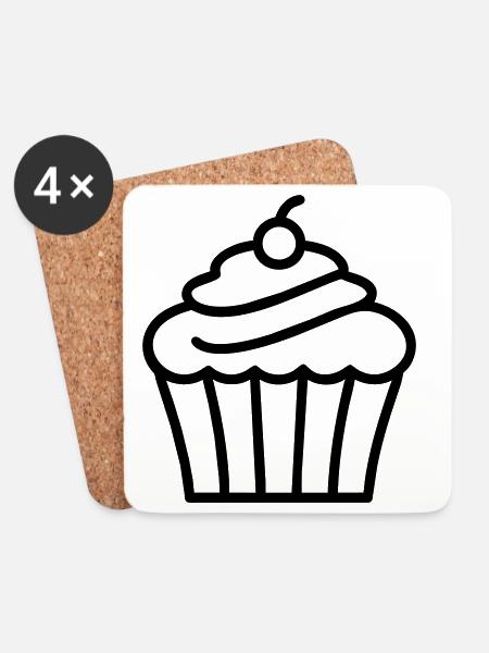 Cupcake - Untersetzer (4er-Set) - Weiß