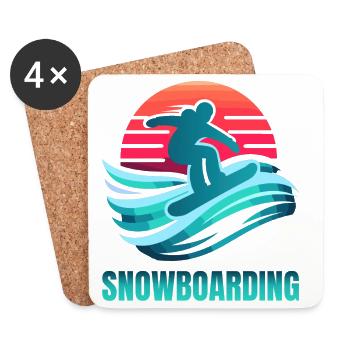 Lebendige Snowboard-Surfszene - Untersetzer (4er-Set) - Weiß - Vorne