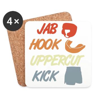 Jab Hook Uppercut Kick - Coasters (set of 4) - white - Front