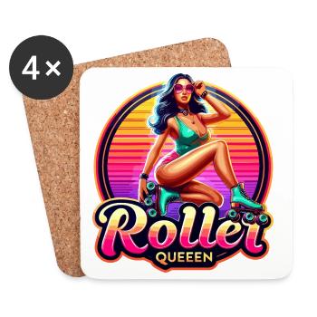 Lebendige Rollerkönigin Illustration - Untersetzer (4er-Set) - Weiß - Vorne