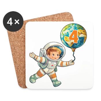 4 Children's Birthday Astronaut Astronaut Earth - Coasters (set of 4) - white - Front