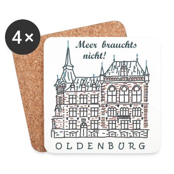 Oldenbourg, Vieille ville, Allemagne Dessin - Dessous de verre (lot de 4) - blanc - Devant
