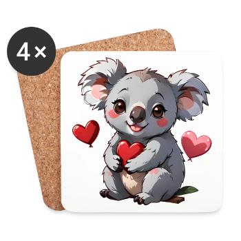Offrez ce koala mignon en cadeau pour la Saint-Valentin - Dessous de verre (lot de 4) - blanc - Devant