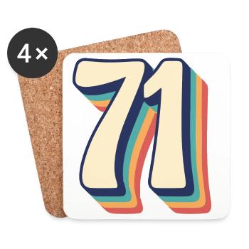 Vintage Retro T-Shirt Number 71 Seventy One - Coasters (set of 4) - white - Front