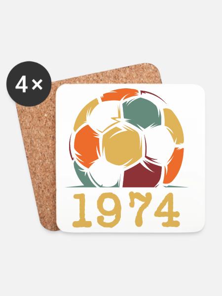 vintage retro Fußball 1974 Jubiläum Geburtstag - Untersetzer (4er-Set) - Weiß