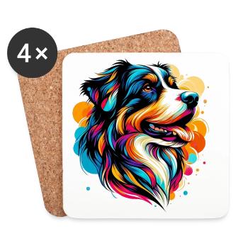 Bouvier bernois Grand Chien de berger - Dessous de verre (lot de 4) - blanc - Devant