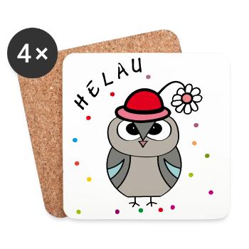 Helau Carnival Owl - Coasters (set of 4) - white - Front