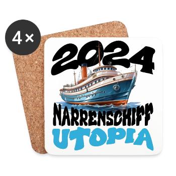 Ship of Fools Utopia, Franz Josef Strauss - Coasters (set of 4) - white - Front