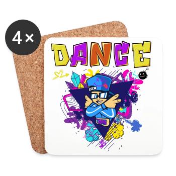 Design imprimé vibrant de style breakdance - Dessous de verre (lot de 4) - blanc - Devant