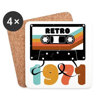 1971 Retro Musikkassette - Untersetzer (4er-Set) - Weiß - Vorne