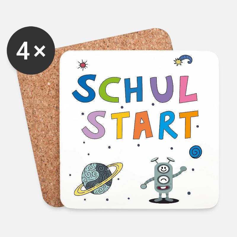 Schulstart Schulkind - Untersetzer (4er-Set) - Weiß