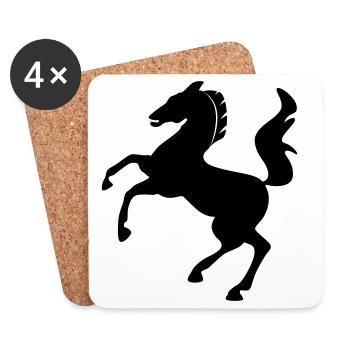 Symbole de cheval sautant dynamiquement - Dessous de verre (lot de 4) - blanc - Devant