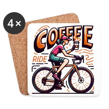 Vibrant Coffee Ride Illustration - Coasters (set of 4) - white - Front