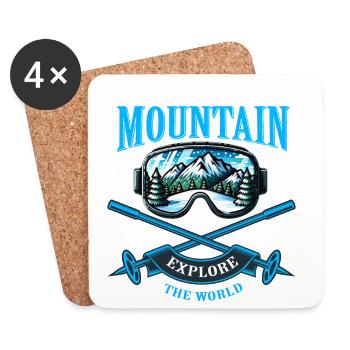 Winter Wonderland: Ski & Snowboard - Untersetzer (4er-Set) - Weiß - Vorne