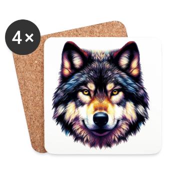 Wolf - Coasters (set of 4) - white - Front
