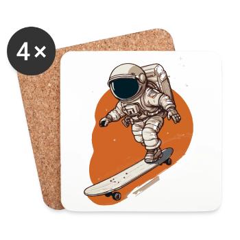 Astronaut Skateboarder in Orbit - Coasters (set of 4) - white - Front