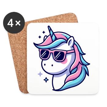 Pastel Neon Unicorn Shades - Coasters (set of 4) - white - Front