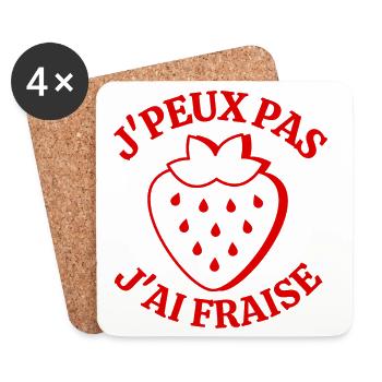 strawberry, I like strawberries, red fruit - Coasters (set of 4) - white - Front