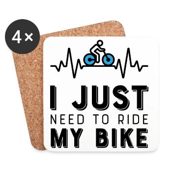 Dictons drôles Cyclisme - Dessous de verre (lot de 4) - blanc - Devant