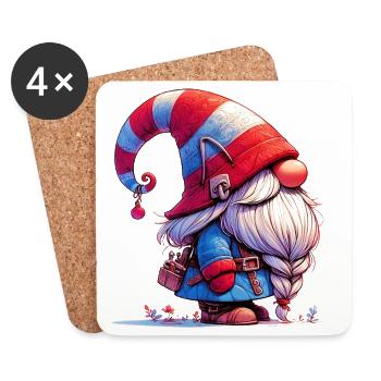 Gnome Goblin Elf - Coasters (set of 4) - white - Front