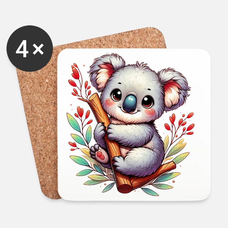 Koala - Dessous de verre (lot de 4) - blanc