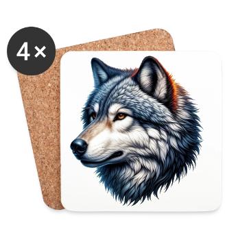 Loup - Dessous de verre (lot de 4) - blanc - Devant